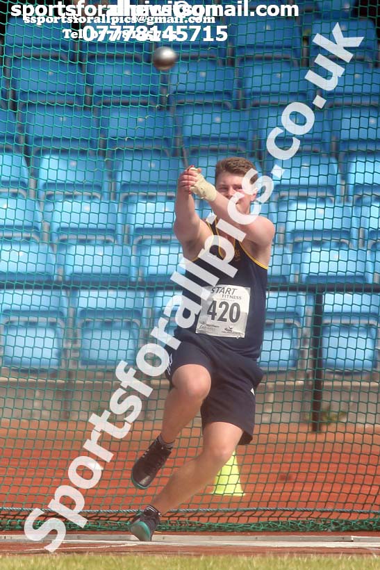 Mens under-20s hammer, Northern Senior and Under-20s Champs., Sports City, Manchester. Photo: David T. Hewitson/Sports for All Pics